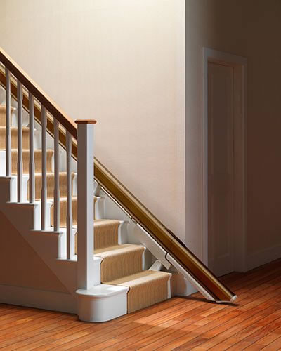 Straight Stairlift with Retractable Rail by Mobility Solution Mobility Solutions